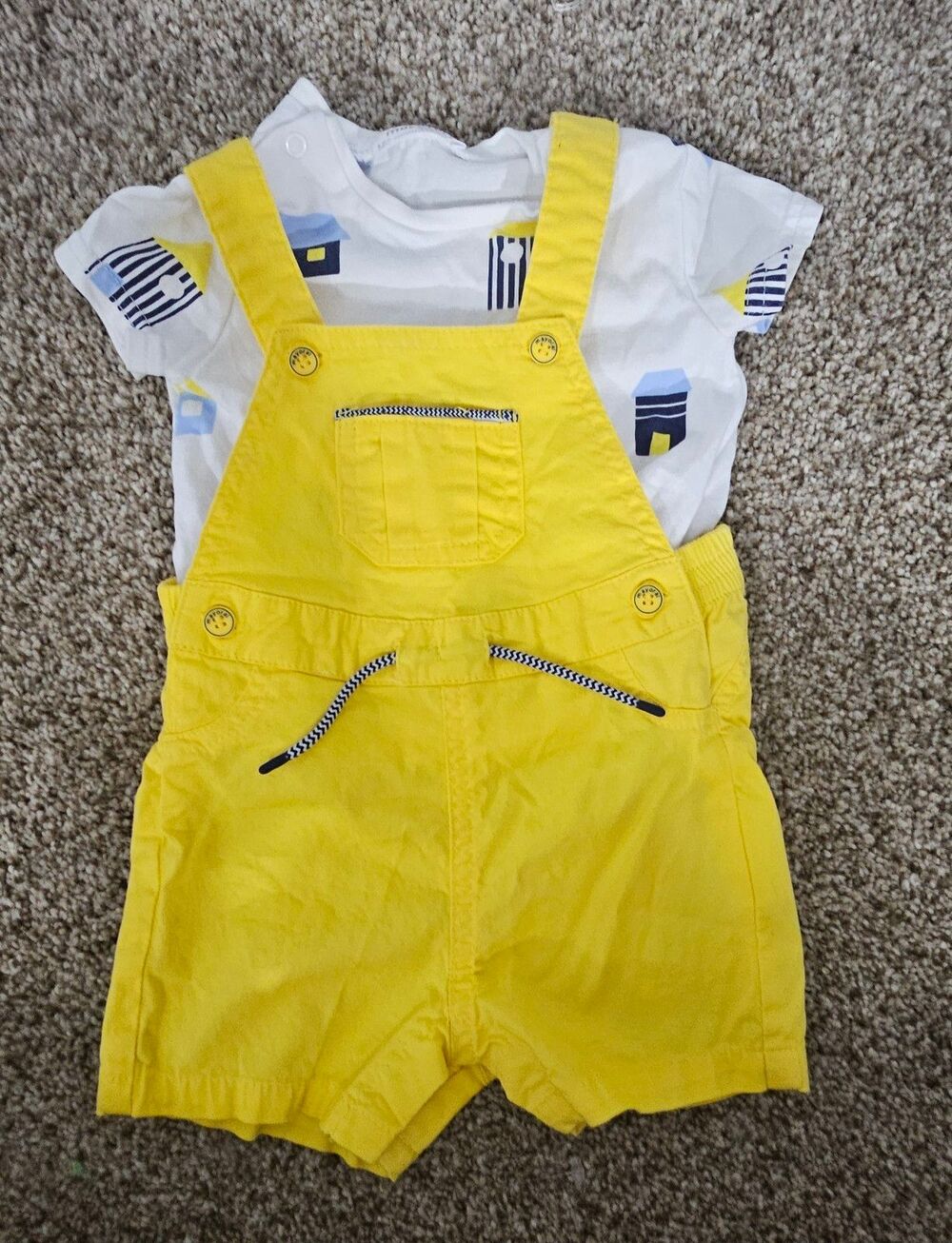 Mayoral baby boy two-piece dungaree shortall set size 4-6